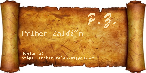 Priher Zalán névjegykártya